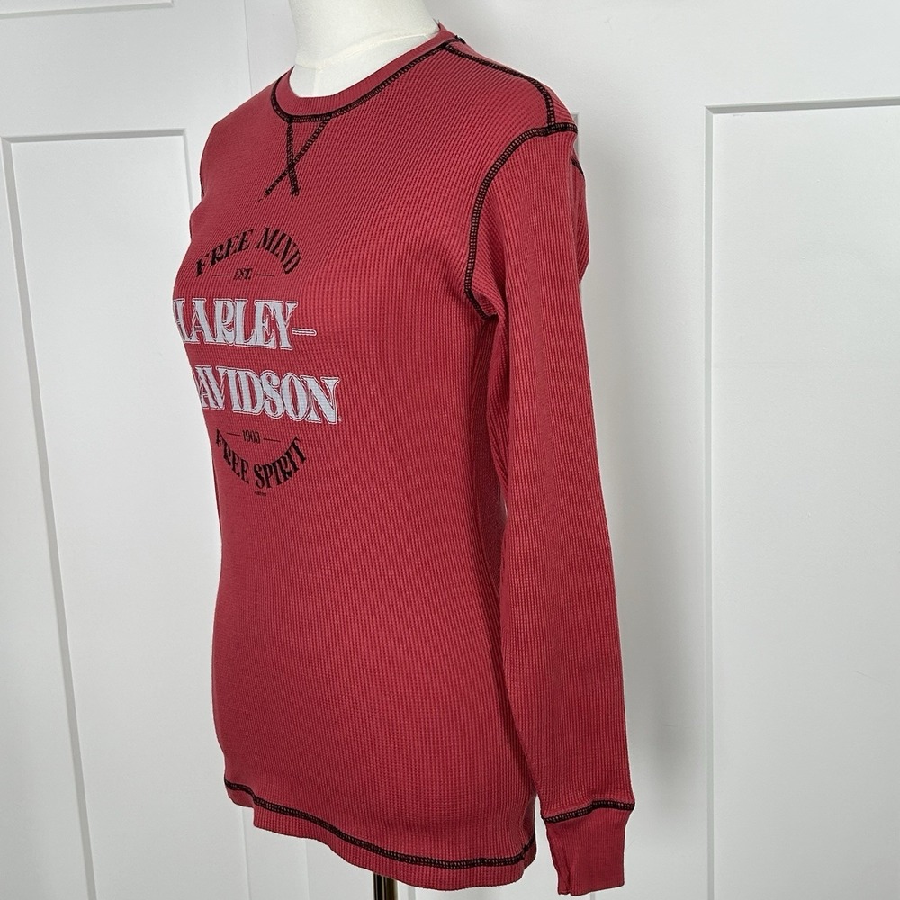 Women's Harley Davidson Deadwood SD MEDIUM - Red Long Sleeve Thermal NWOT - Picture 3 of 10